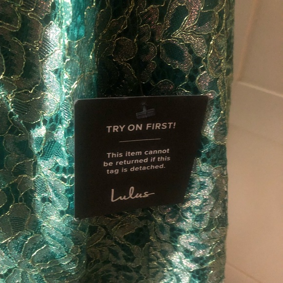 Lulu's Teal Lace Mini Dress - Picture 4 of 4